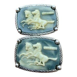 Vintage Sterling Silver Cufflinks With Horse Motif By CYARD